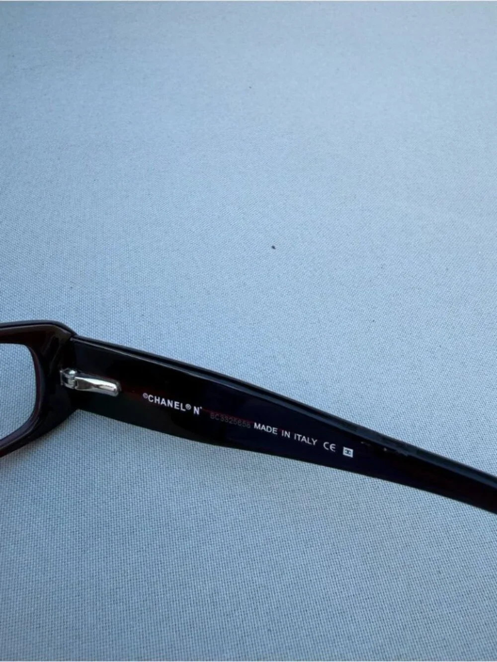 CHANEL Rectangular Crystal CC Logo Glasses in Deep Burgundy